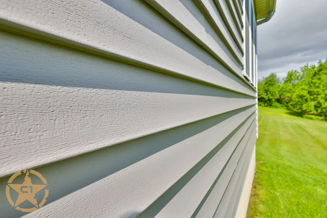 Close-up of newly installed vinyl siding