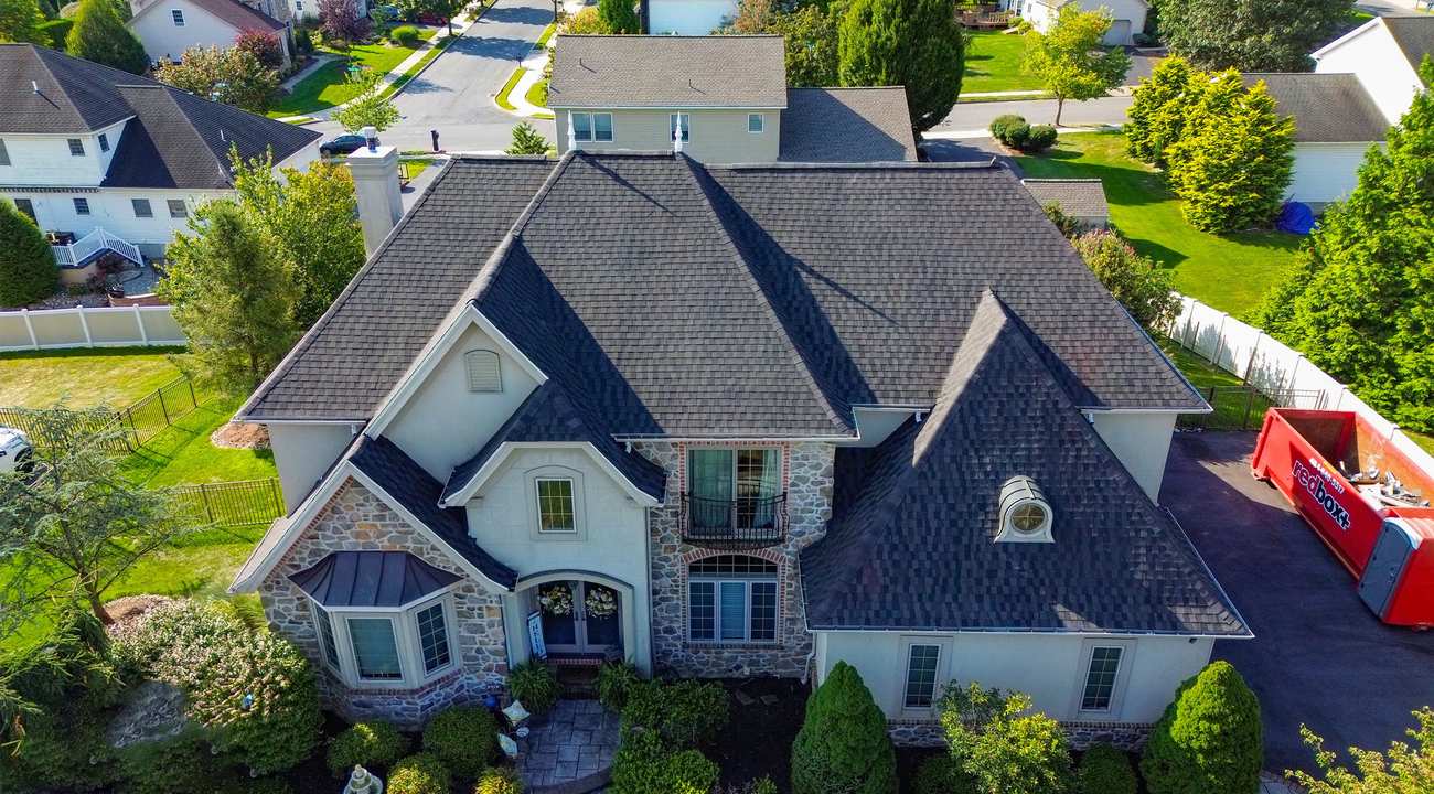 Large Lehigh Valley home with a newly installed architectural asphalt shingle roof